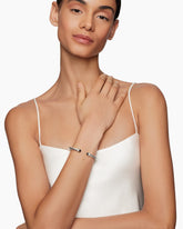 Classic Cable Bracelet in Sterling Silver with Black Onyx and Diamonds, 5mm